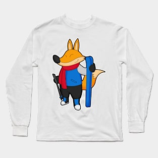 Fox as Skier with Ski Long Sleeve T-Shirt